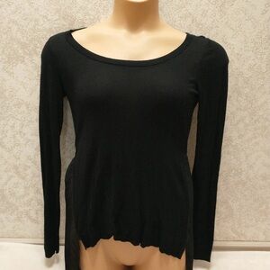 Express Elegant Black Long Sleeve Sweater With Sheer Pleated Back